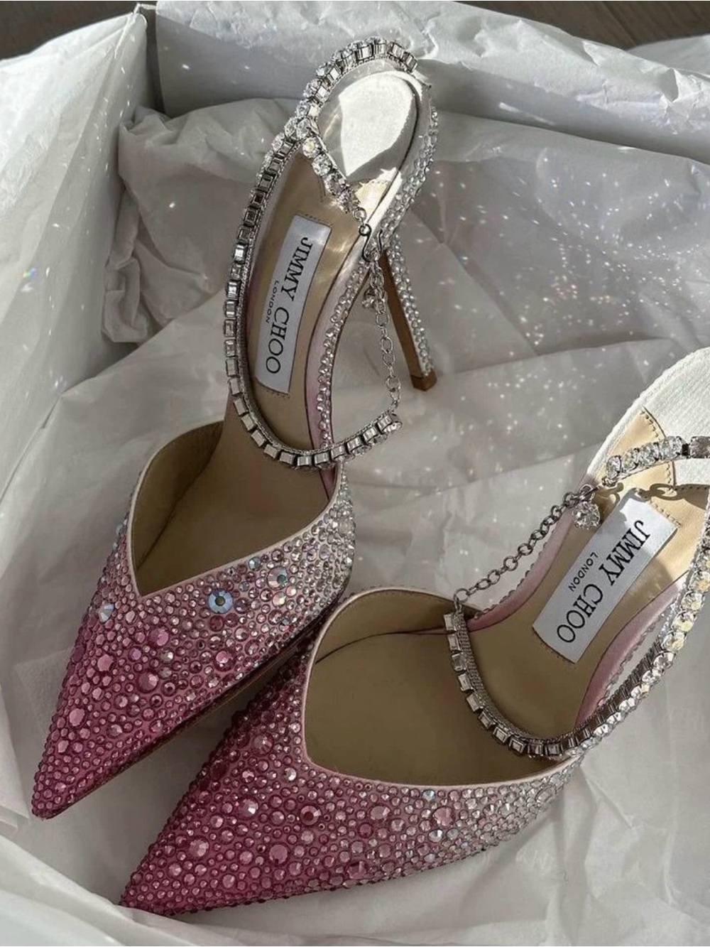 Jimmy Choo Saeda Pumps Pink Rhinestones